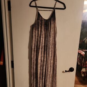 One Clothing Black and Cream Striped Maxi Dress